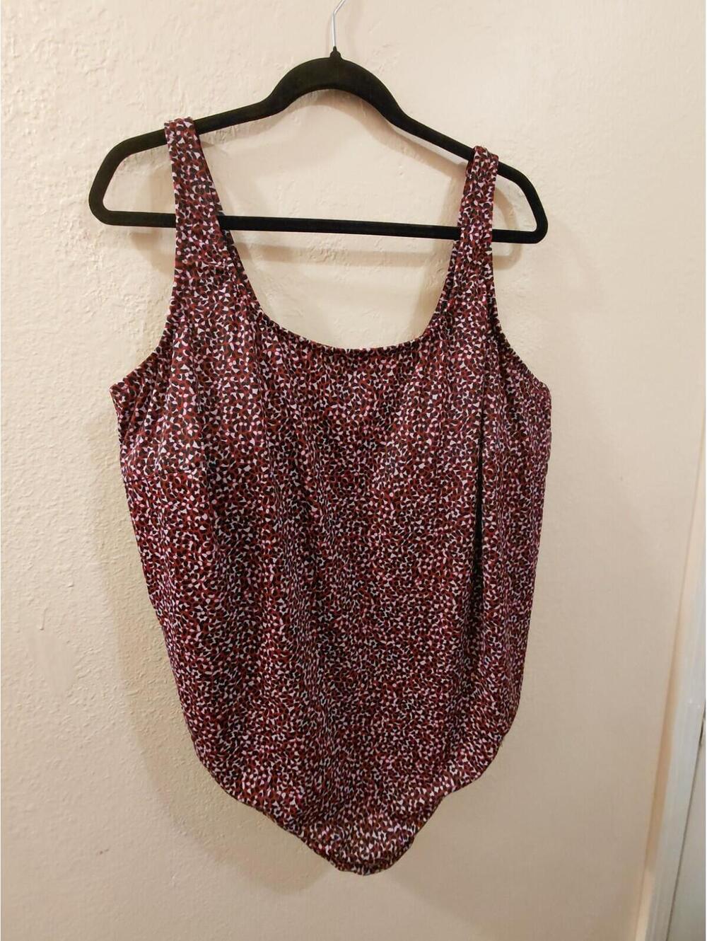 Purple and Brown plus size bathing suit shelf bra 4x